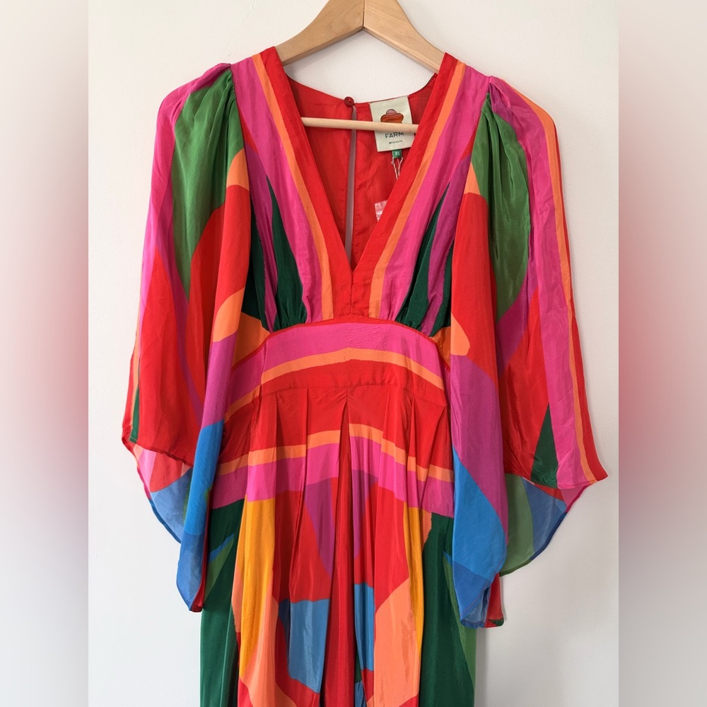 FARM Rio Colorful Leaves Midi Dress XS - Picture 10 of 15